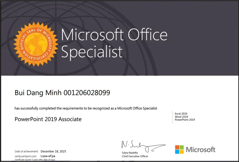 Chứng chỉ Microsoft Office Specialist PowerPoint